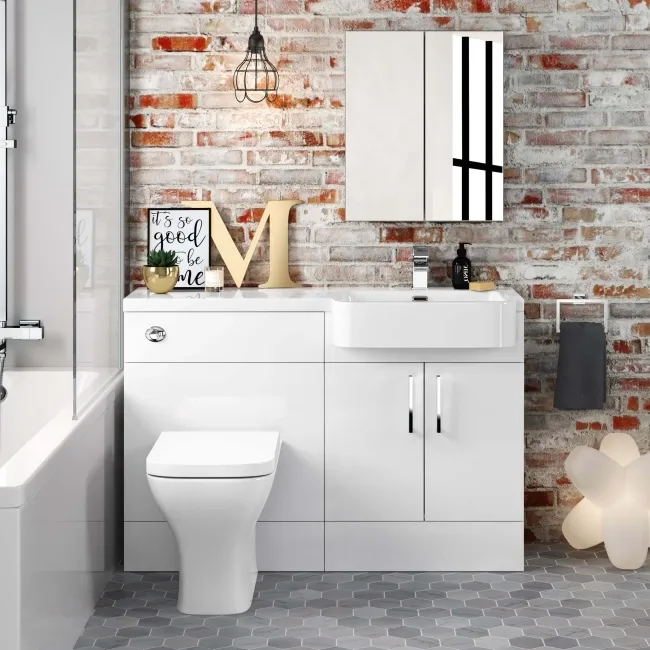 Harper Gloss White Combination Vanity Basin and Atlanta Toilet 1200mm - Right Handed