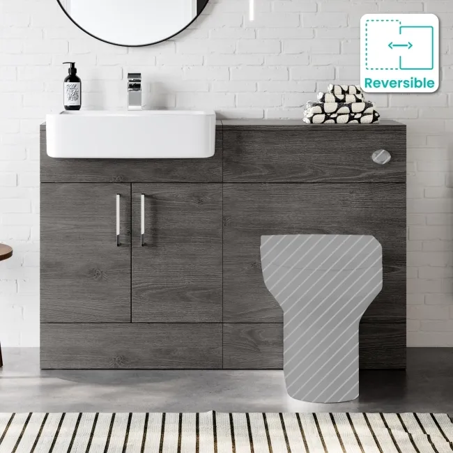 Harper Charcoal Elm Basin Vanity and Back To Wall Toilet Unit 1200mm