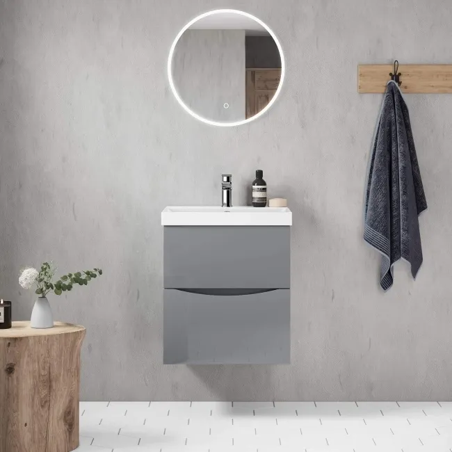 Austin Stone Grey Wall Hung Basin Drawer Vanity 500mm