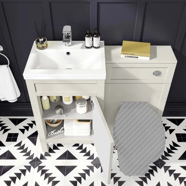 Bermuda Chalk White Basin Vanity and Back To Wall Unit 1000mm (Excludes Pan & Cistern)