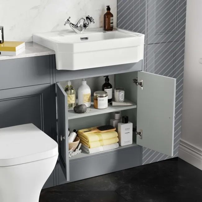 Monaco Dove Grey Combination Vanity Traditional Basin with Marble Top & Atlanta Toilet 1200mm