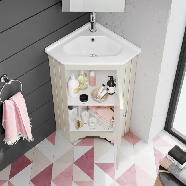 Lucia Chalk White Corner Basin Vanity 400mm