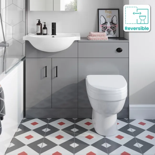 Quartz Stone Grey Combination Vanity Basin and Seattle Toilet 1050mm - Black Accents