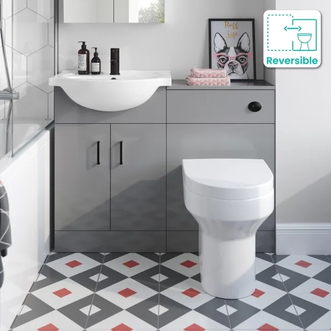 Quartz Stone Grey Combination Vanity Basin and Denver Toilet 1050mm - Black Accents