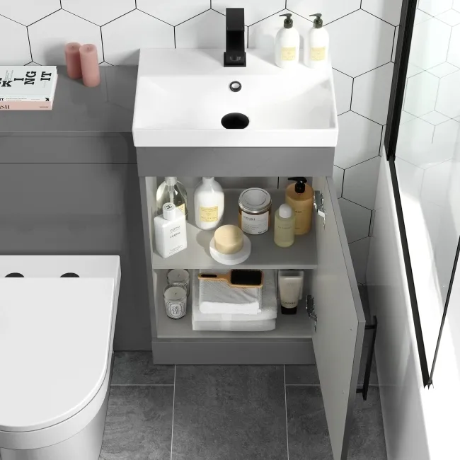 Avon Stone Grey Combination Vanity Basin and Miami Toilet 950mm - Black Accents