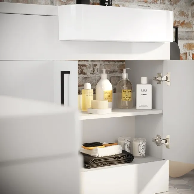 Harper Gloss White Combination Vanity Basin and Atlanta Toilet 1200mm - Black Accents - Right Handed