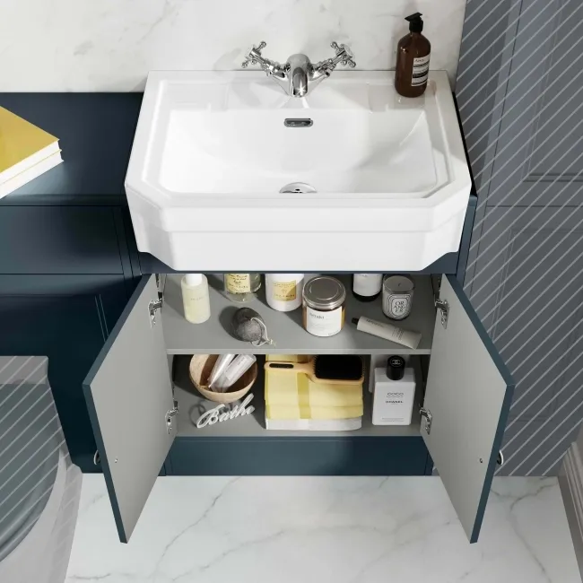 Monaco Inky Blue Traditional Basin Vanity and Back To Wall Unit 1200mm (Excludes Pan & Cistern)