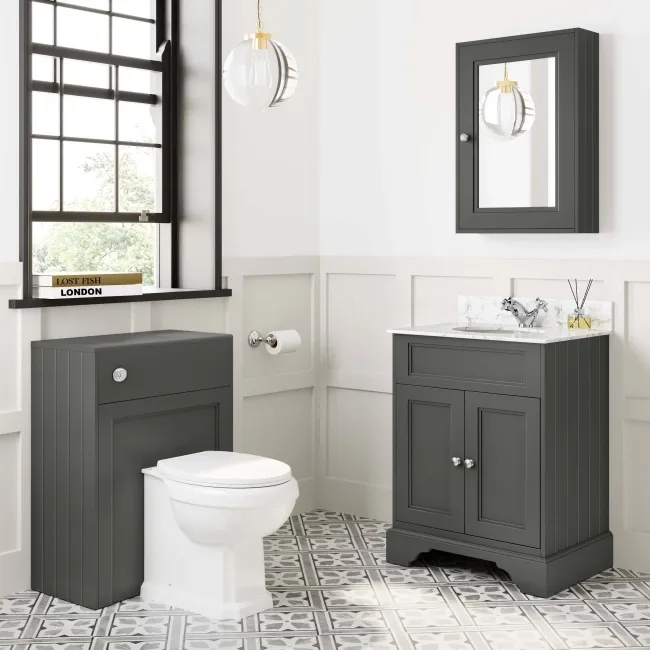 Lucia Graphite Grey Vanity with Marble Top & Undermount Basin 630mm