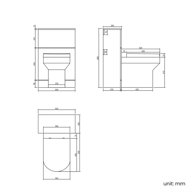 Inky Blue Slimline Back To Wall Unit and Denver Toilet - Black Accents