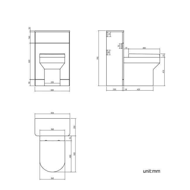 Corsica Curved Inky Blue Slimline Back To Wall Unit and Denver Toilet