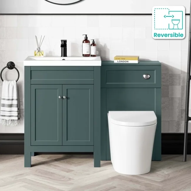 Bermuda Midnight Green Combination Vanity Basin and Boston Toilet 1100mm