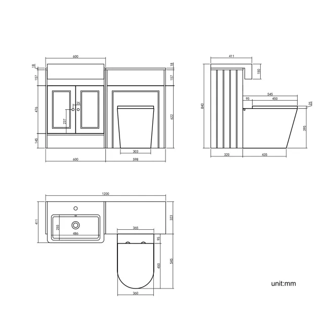 Monaco Midnight Green Combination Vanity Basin and Boston Toilet 1200mm