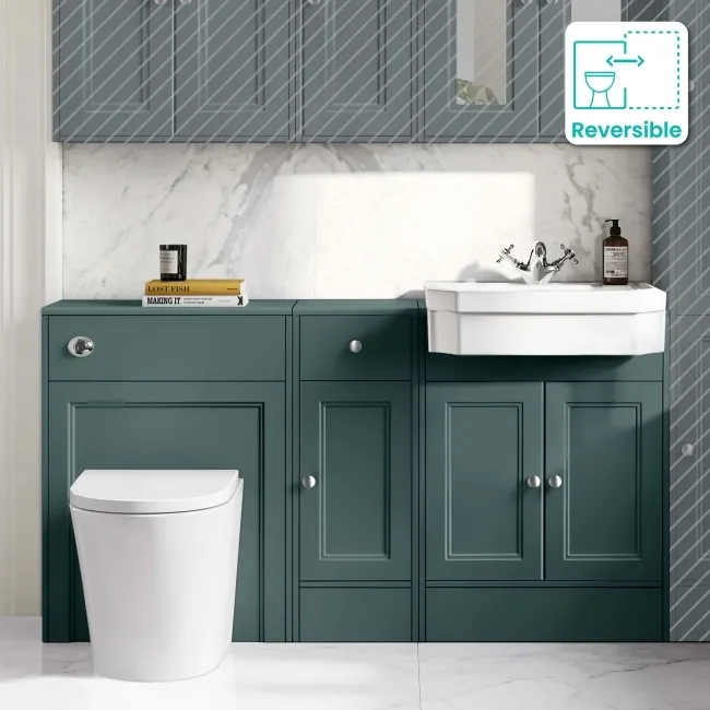 Monaco Midnight Green Combination Vanity Traditional Basin and Boston Toilet 1500mm