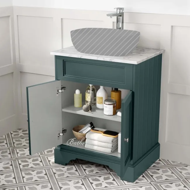 Lucia Midnight Green Cabinet with Marble Top 640mm - Excludes Counter Top Basin