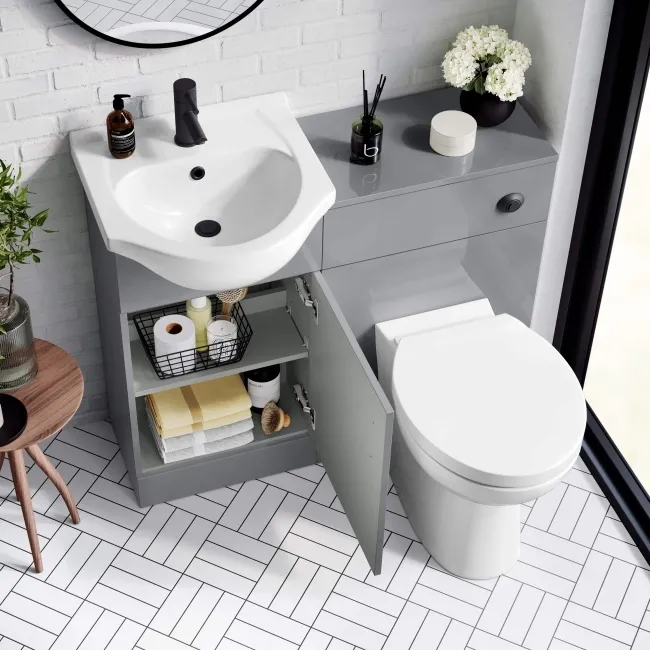 Quartz Stone Grey Combination Vanity Basin and Austin Toilet 950mm - Black Accents