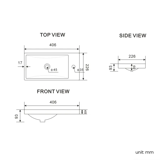 Bermuda Chalk White Cloakroom Basin Vanity 400mm - Brass Knurled Handles