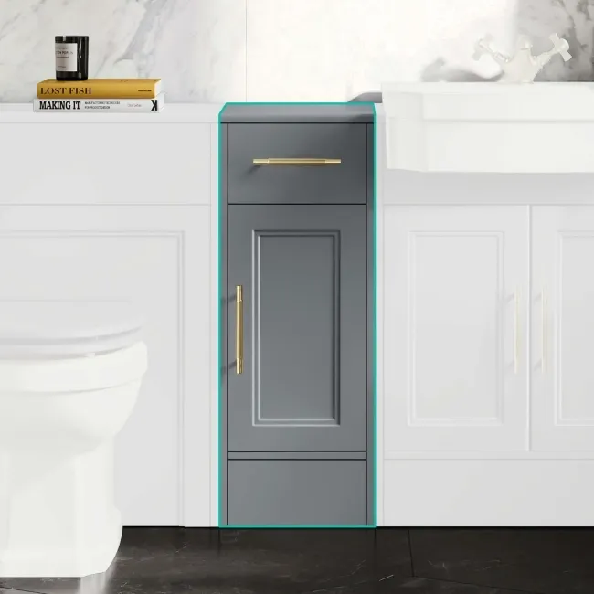 Monaco Dove Grey Side Cabinet Unit 300mm - Brass Knurled Handles