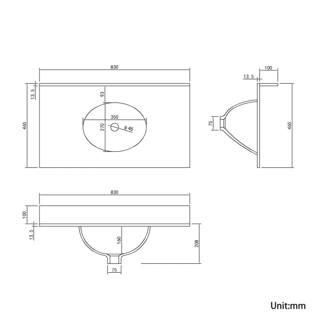 Lucia Chalk White Vanity with Marble Top & Undermount Basin 830mm - Brass Knurled Handles