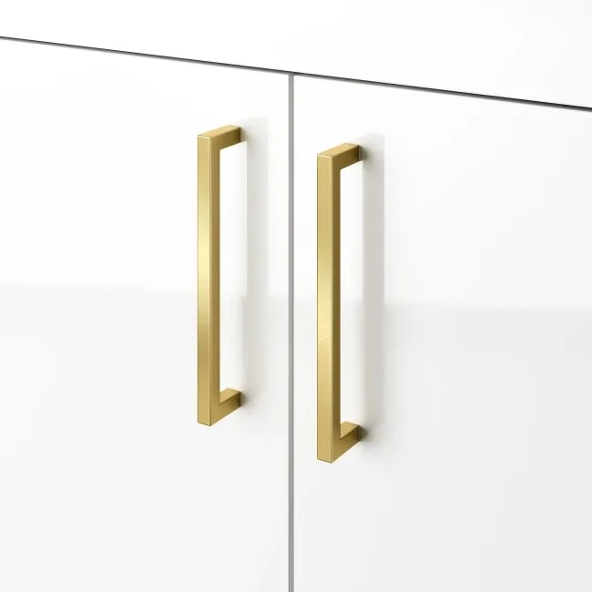 Harper Gloss White Combination Vanity Basin with Marble Top & Boston Toilet 1500mm - Brushed Brass Accents