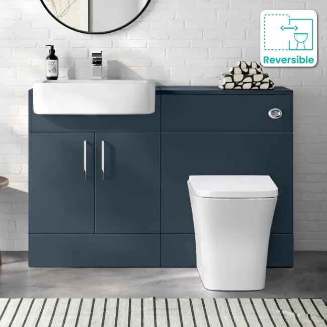 Harper Navy Blue Combination Vanity Basin and Houston Toilet 1200mm