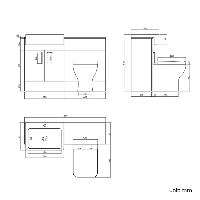 Harper Navy Blue Combination Vanity Basin and Houston Toilet 1200mm