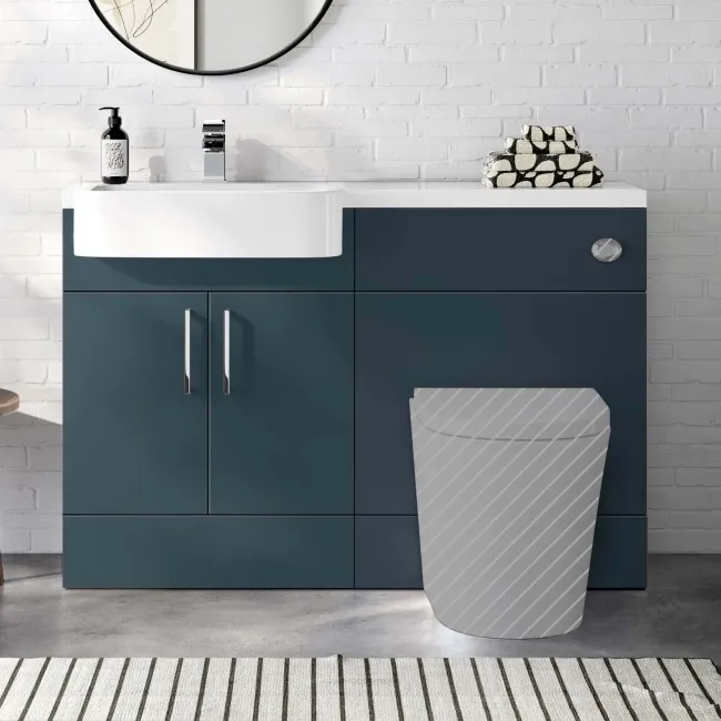 Harper Navy Blue Basin Vanity and Back To Wall Toilet Unit 1200mm (Excludes Toilet) - Left Handed