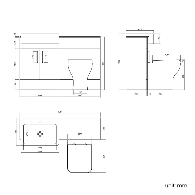Harper Navy Blue Combination Vanity Basin with Marble Top & Houston Toilet 1200mm
