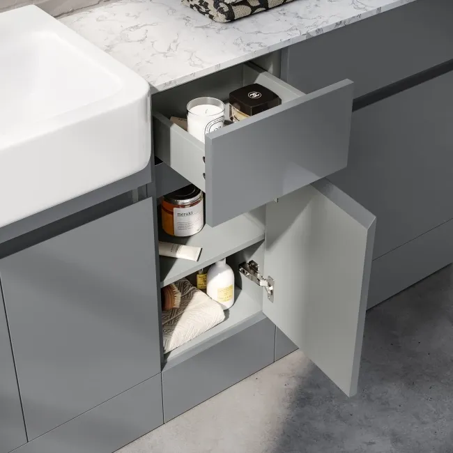 Foster Stone Grey Combination Vanity Basin with Marble Top & Houston Toilet 1500mm