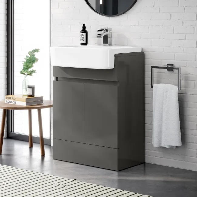 Foster Tungsten Grey Vanity with Semi Recessed Basin 600mm