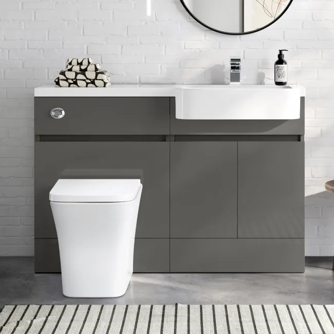 Foster Tungsten Grey Combination Vanity Basin and Houston Toilet 1200mm - Right Handed