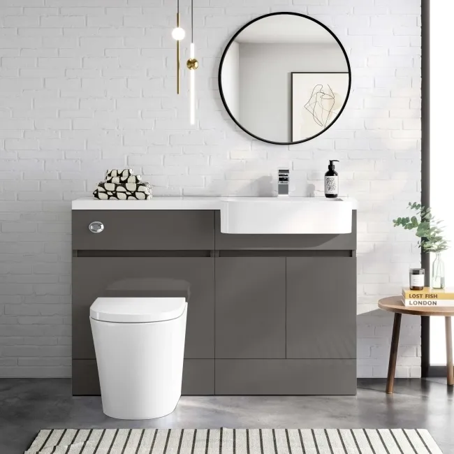 Foster Tungsten Grey Combination Vanity Basin and Boston Toilet 1200mm - Right Handed