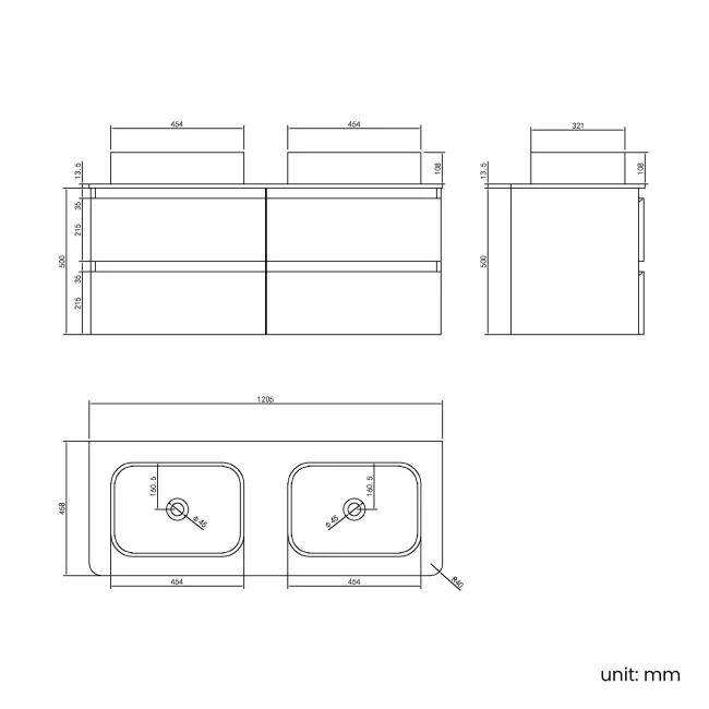 Corsica Tungsten Grey Wall Hung Drawer Vanity with Marble Top & Marin Basin 1200mm