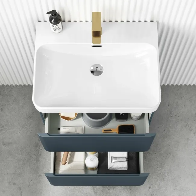 Corsica Inky Blue Basin Drawer Vanity 600mm