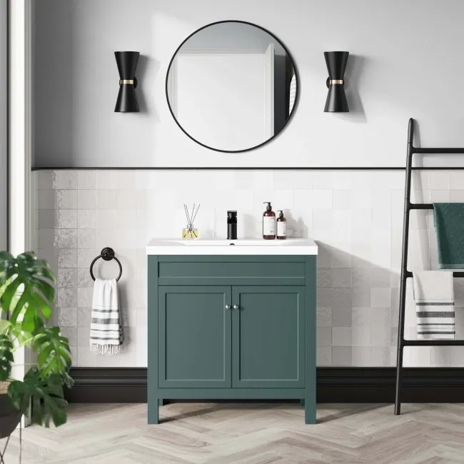 Bermuda Midnight Green Basin Vanity 800mm