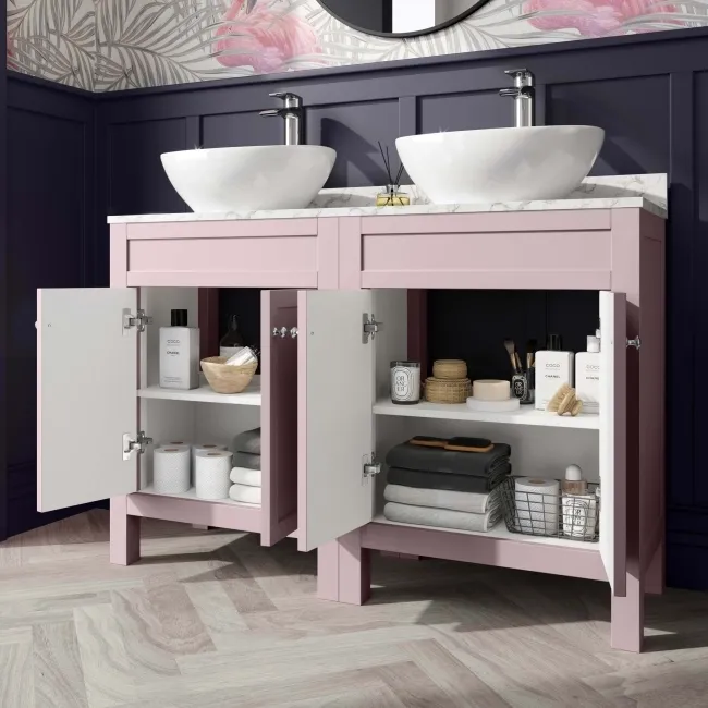 Bermuda Cashmere Pink Vanity with Marble Top & Oval Counter Top Basin 1200mm