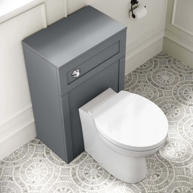 Capri Fog Grey Combination Vanity Basin and Austin Toilet 1050mm - Chrome Handles