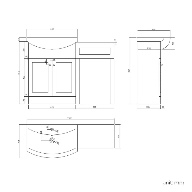 Capri Navy Blue Basin Vanity and Back To Wall Unit 1150mm (Excludes Toilet) - Chrome Handles