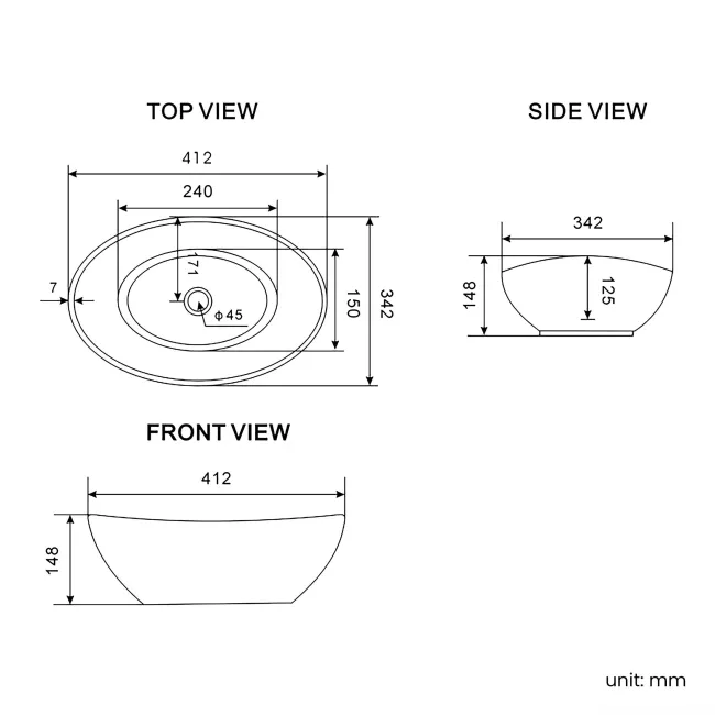 Mersey Gloss White Vanity with Oval Basin 600mm
