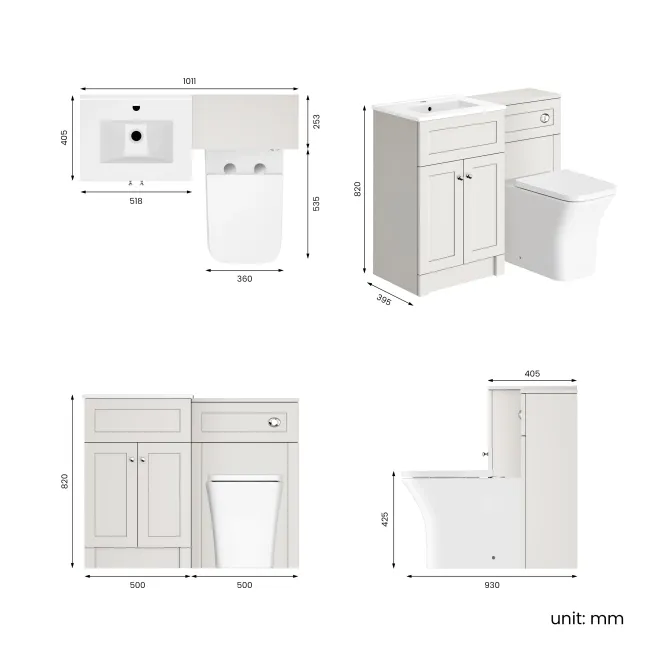 Milos Cotton White Combination Vanity Basin and Houston Toilet 1000mm - Chrome Handles