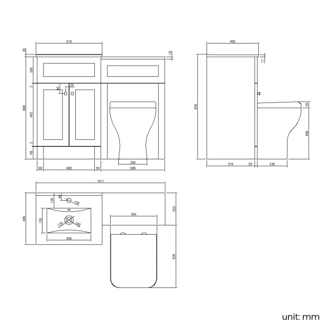 Milos Cotton White Combination Vanity Basin and Houston Toilet 1000mm - Chrome Handles