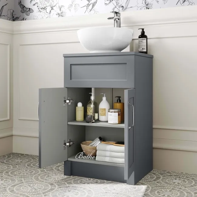 Milos Fog Grey Vanity with Mesa Basin 500mm - Traditional Handles
