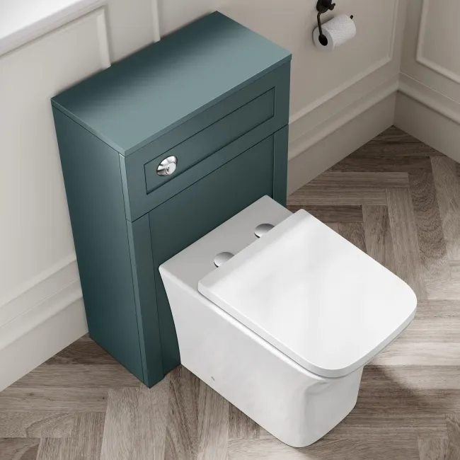 Milos Mystic Green Combination Vanity Basin and Houston Toilet 1300mm - Chrome Handles