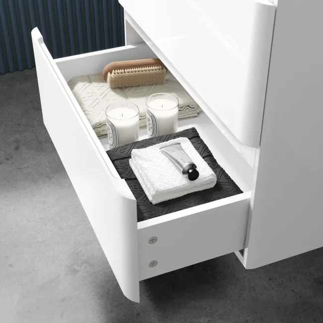 Corsica Gloss White Wall Hung Basin Drawer Vanity 600mm