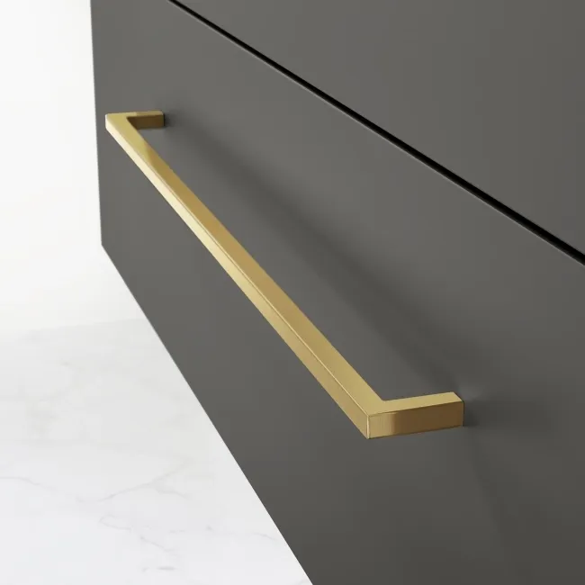 Elba Graphite Grey Wall Hung Basin Drawer Vanity 1000mm - Brushed Brass Accents