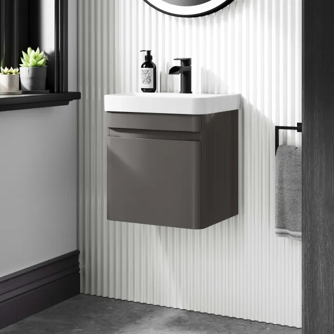 Corsica Tungsten Grey Wall Hung Slimline Basin Vanity 400mm