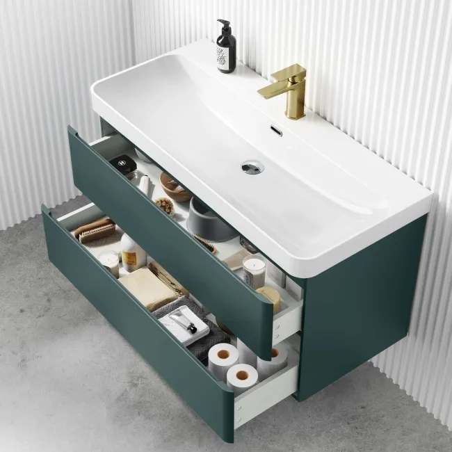 Corsica Midnight Green Basin Drawer Vanity 1000mm