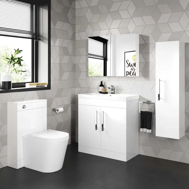 Avon Gloss White Wall Hung Tall Cabinet 1200x300mm