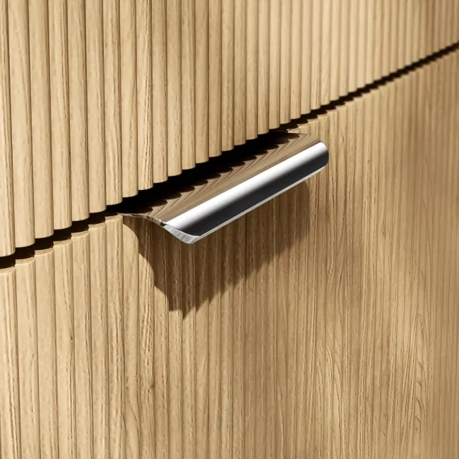 Sicily Fluted Country Oak Side Cabinet Unit 300mm - Chrome Handles