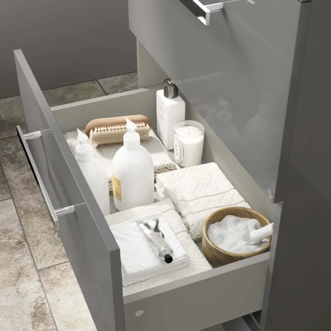 Avon Stone Grey Basin Drawer Vanity 600mm and Toilet Set