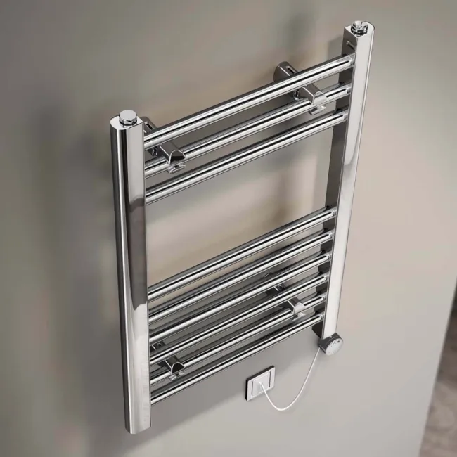 Barcelona Electric Chrome Straight Heated Towel Rail 650x400mm